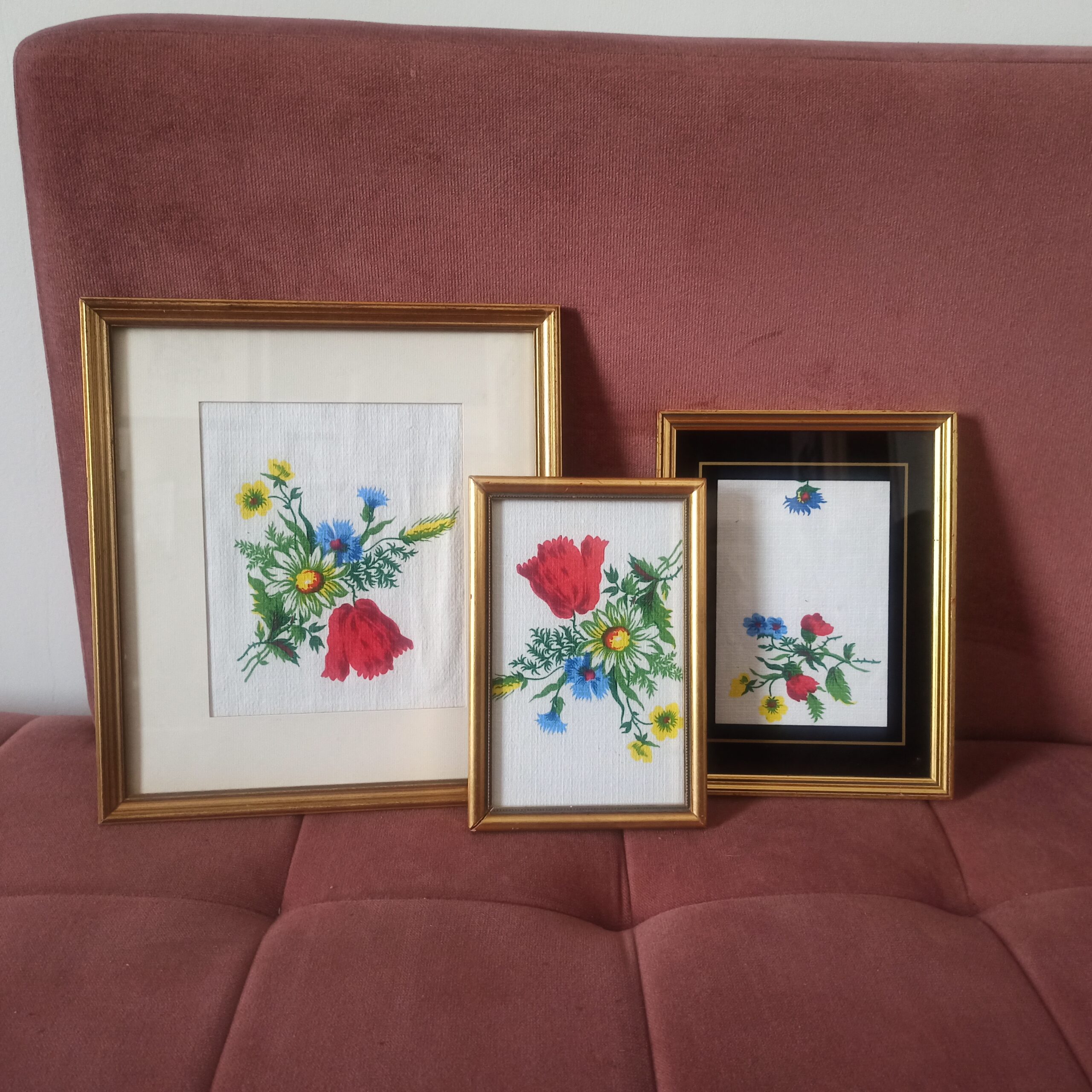 Cadres tissu vintage fleurs