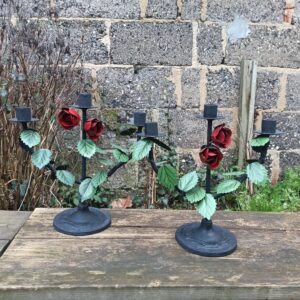 Bougeoirs métal fleurs