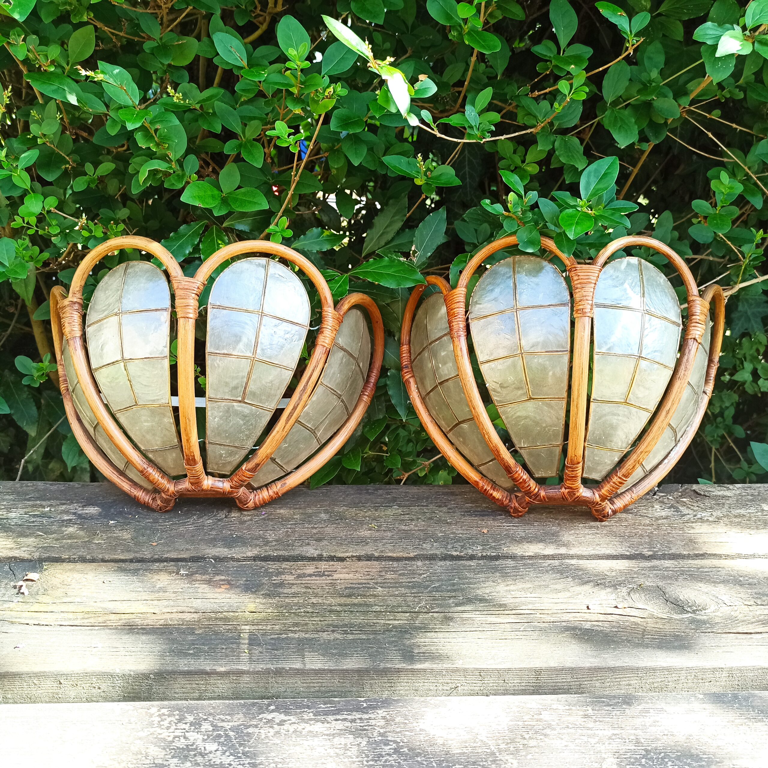 Appliques rotin et nacre